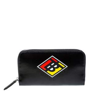 Burberry Black Logo Zip Around Wallet
