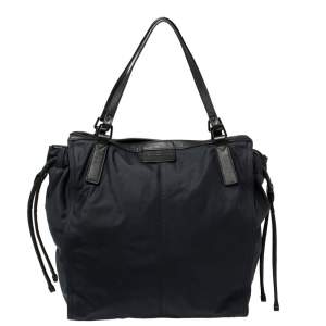 Burberry Navy Blue/Black Nylon and Leather Buckleigh Shopper Tote