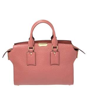 Burberry Pink Grained Leather Medium Clifton Tote