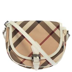 مملوكة مسبقًا Burberry Beige Nova Check Canvas And Patent Leather Shoulder Bag
