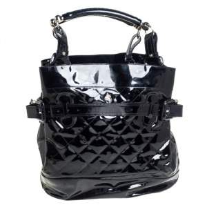 Burberry Black Quilted Patent Leather Tote