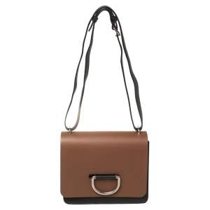 Burberry Brown/Black Leather Small D-Ring Chain Shoulder Bag