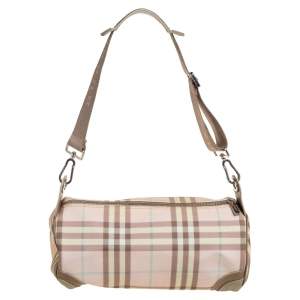 Burberry Pink Housecheck PVC and Leather Shoulder Bag