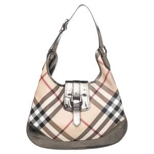 مملوكة مسبقًا Burberry Beige Nova Check Coated Canvas Brook Hobo