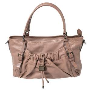 Burberry Beige Leather Drawstring Tote