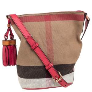 Burberry Multicolor Exploded Check Canvas and Leather Mini Ashby Tassel Crossbody Bag