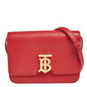 Burberry Red Leather TB Crossbody Bag