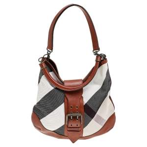 Pre Owned Burberry Multicolor Canvas And Leather Mega Check Hobo