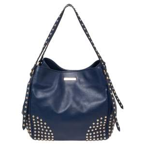 Burberry Blue Leather Studded Canterbury Tote