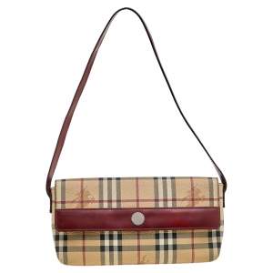 Burberry Beige/Brown Haymarket Check Coated Canvas And Leather Small Shoulder Bag