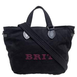 Burberry Black Canvas and Leather Tote