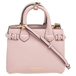 Burberry Pink/Beige House Check Canvas and Leather Mini Banner Tote