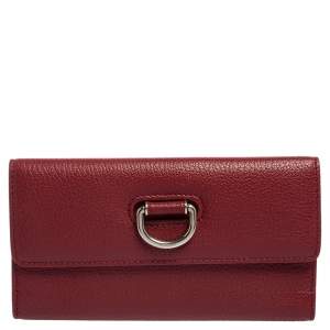 Burberry Red Leather Highbury D-Ring Continental Wallet