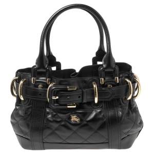 Burberry Black Quilted Leather Small Beaton Bag