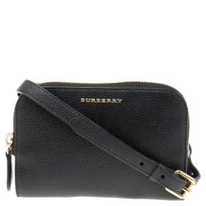 Burberry Black Leather Zip Crossbody Bag
