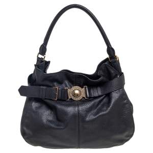 Pre Owned Burberry Black Leather Lambeth Hobo