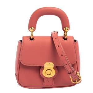 Burberry Pink Leather Mini DK88 Top Handle Bag