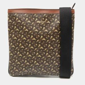 Burberry Brown/Tan TB Monogram Coated Canvas and Leather Messenger Bag