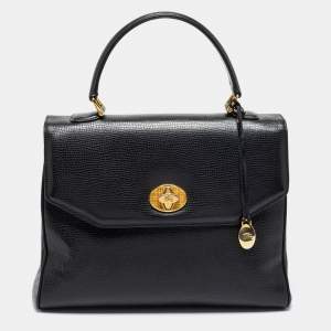 Burberry Black Leather Vintage Top Handle Bag