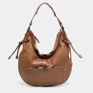 Pre Owned Burberry Brown Leather Murphy Hobo