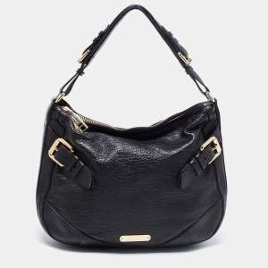 Pre Owned Burberry Black Leather Hobo