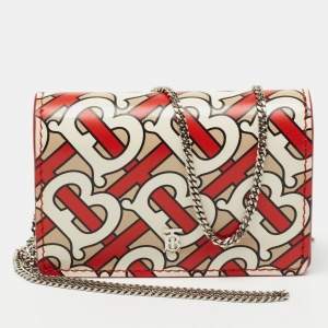 Pre Owned Burberry Multicolor TB Monogram Leather Jessie Wallet on Chain