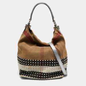 Pre Owned Burberry Multicolor SuperNova Canvas Ashby Studded Bucket Bag