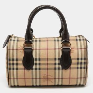 Burberry Brown/Beige Haymarket Check PVC Small Chester Bowling Bag