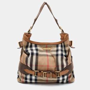 مملوكة مسبقًا Burberry Beige House Check Canvas and Leather Large Parsons Hobo