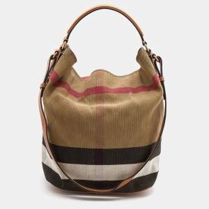 Pre Owned Burberry Multicolor Mega Check Canvas and Leather Medium Ashby Hobo