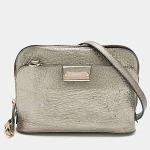 Pre Owned Burberry Silver Leather Crossbody Bag