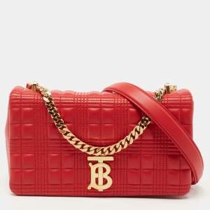 Pre Owned Burberry Red Quilted Leather Small Lola Chain Shoulder Bag