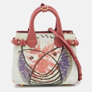 Pre Owned Burberry Multicolor Printed Leather Banner Tote