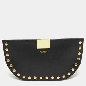 Burberry Black Studded Leather Olympia Clutch