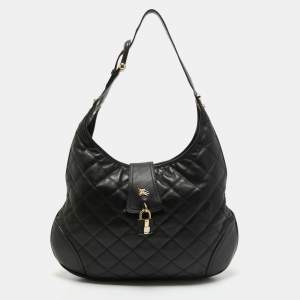 Burberry Black Quilted Leather Brooke Hobo