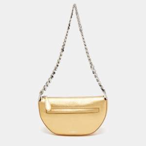 مملوكة مسبقًا Burberry Gold Leather Mini Olympia Chain Bag