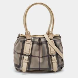 مملوكة مسبقًا Burberry Beige Smoke Check PVC and Leather Northfield Tote