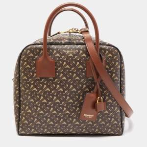 Burberry Multicolor TB Print Coated Canvas and Leather Cube Bucker Bag