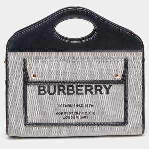 مملوكة مسبقًا Burberry Tri Color Leather and Canvas Medium Pocket Bag