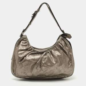 Pre Owned Burberry Metallic Laser Cut Leather Avondale Hobo