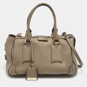 مملوكة مسبقًا Burberry Grey Grain Leather Gladstone Satchel