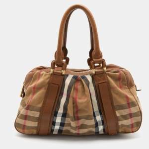 مملوكة مسبقًا Burberry Beige House Check Canvas and Leather Ashbury Knight Bag