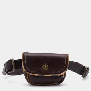 Burberry Brown Leather and Canvas Vintage Belt Bag