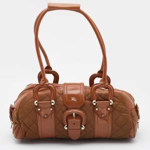 Burberry Brown/Tan Nylon and Leather Large Manor Satchel