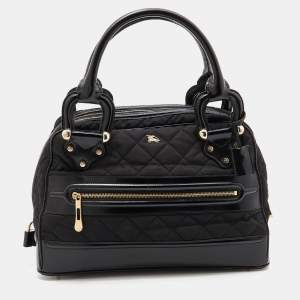 مملوكة مسبقًا Burberry Black Nylon and Leather Westbury Satchel
