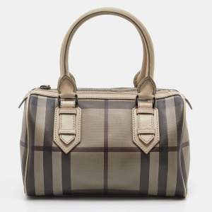 Burberry Beige Smoked Check PVC and Leather Chester Boston Bag