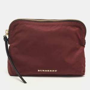 Burberry Burgundy Nylon Small Pouch