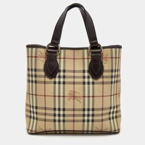 مملوكة مسبقًا Burberry Beige/Brown Haymarket Coated Canvas and Leather Regent Tote