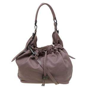 مملوكة مسبقًا Burberry Copper Rust Leather Drawstring Hobo