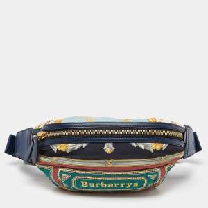 Burberry Multicolor Archive Scarf Print Nylon and Leather Bum Bag 